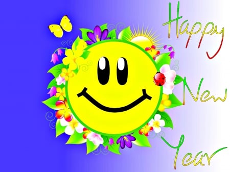 Happy New Year - happy new year, smiley, yellow, spring