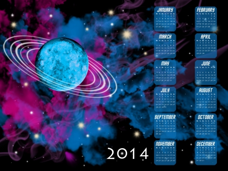 2014 Space Art Calendar - calendars, art, abstract, space