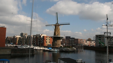 cityscapes holland - cityscapes, art, sky, holland, water, windmill, wallpaper