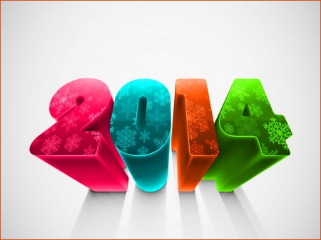 Colorful New Year - pink, 2014, orange, colors, blue, new year, green