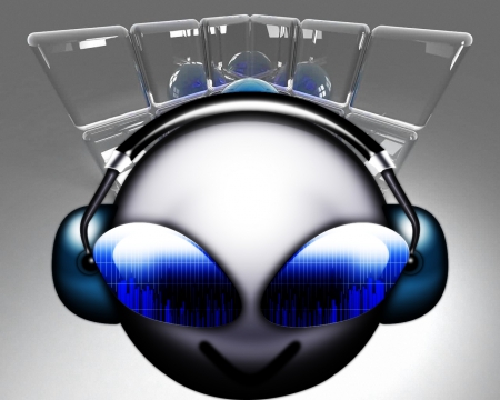 musica 2 - music, headphones, aliens, eyes, speakers