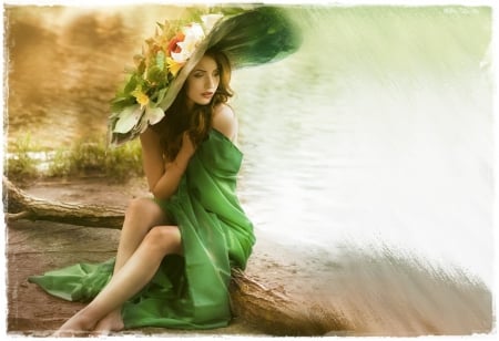 Flora - hat, woman, girl, beauty, flower