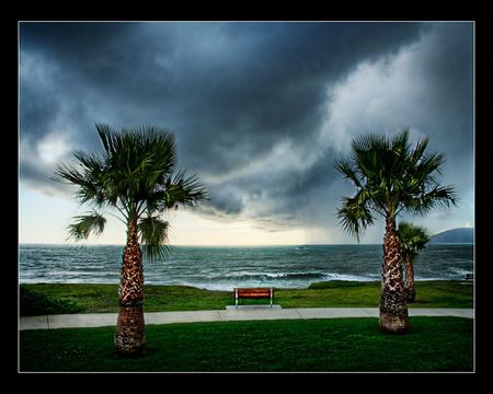 	Pismo Bench in Storm - storm, bench, pismo