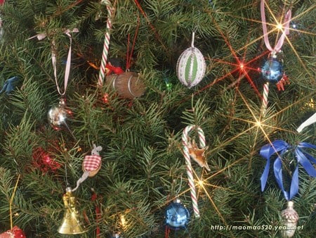 Christmas Ornaments - tree, shiny ornaments, christmas