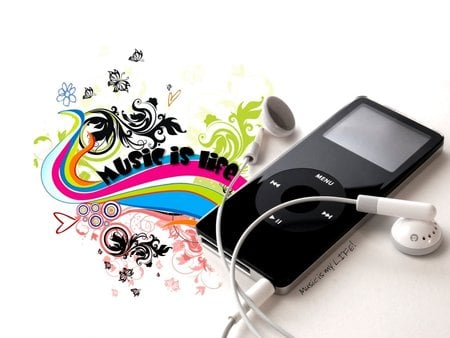 Apple iPod Music is Part of my Life - ear buds, music, ipod, part, colors, art vector, life