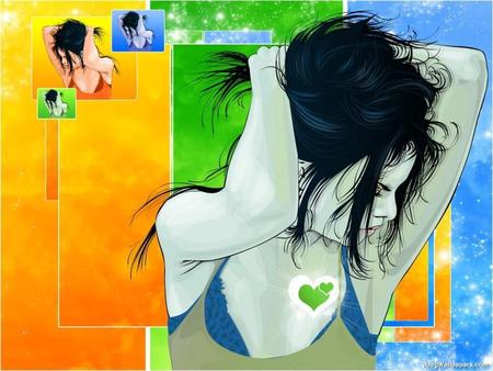 Dreaming Girl - vector, art, collage, girl, heart