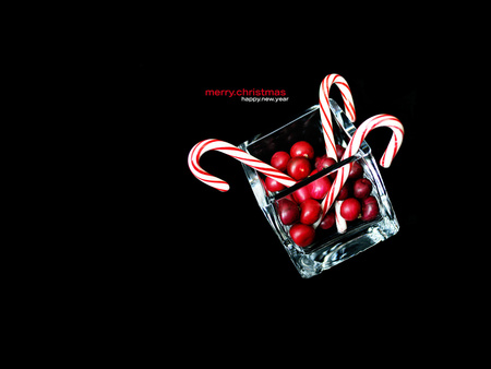 Candy Canes - candy canes, on black, christmas, drinking glass