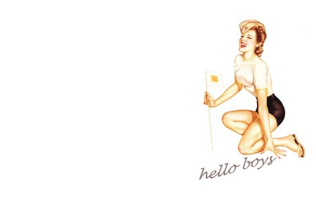 Hello Boys - retro, pinup, girl, vargas, army