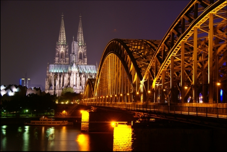 Cologne Cathedral at Night - architecture, cathedral, germany, cologne