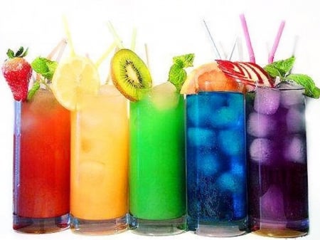 Colourful Drinks - drink, colours, fruits, colourful