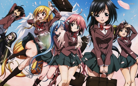 School Girls - girls, anime, happy, pretty