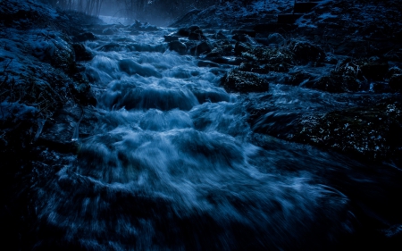 Foggy Creek - foggy, blue, creek, river