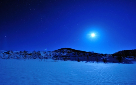 Frozen Pond - frozen, winter, snow, blue