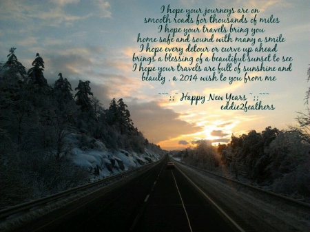 ~~; Happy New Year ;~~ - winter, highway, sunset, travel