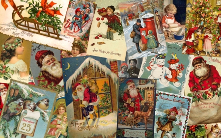 Victorian Christmas Collage - sleigh, victorian christmas, snowman, winter, nostalgic, festive, santa claus, christmas, santa, sleigh ride, holiday, vintage, victorian, xmas, vintage christmas