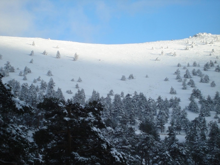 Snowy mountains - Madrid, Guadarrama mountains, snow, Puerto de Navacerrada, Spain, snowscape