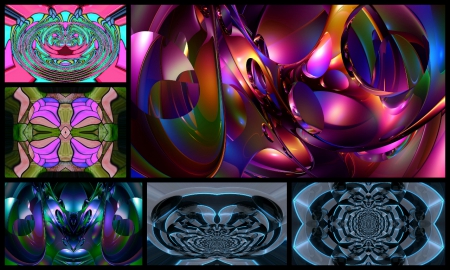 3D shapes and color _b - abstract, shapes, collage, 3D and CG, color