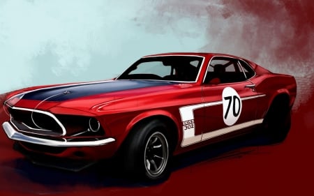 Mustang Boss 402 - mustang boss, Mustang Boss 402, red mustang, boss 302