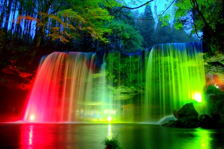 RAINBOW FALLS - nature, watefalls, park, colors, lights