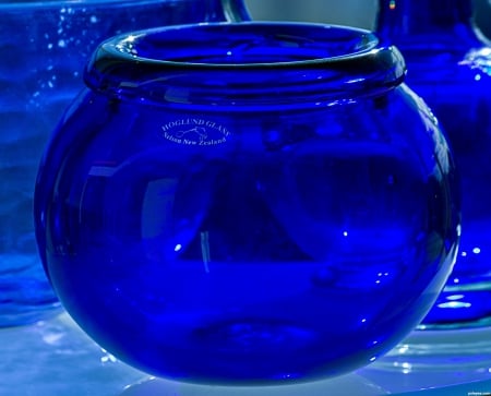 Decorative vase of a fish bowl - abstract, blue, bowl, glass