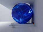 Blue Marble against the white walls