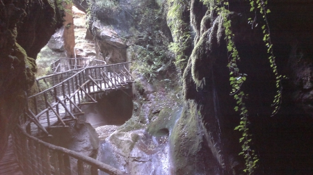 Suspended path in the cave - calieron, cave, bridge, italy