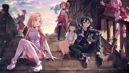 Sword Art Online - yui, asuna, rika, kazuto