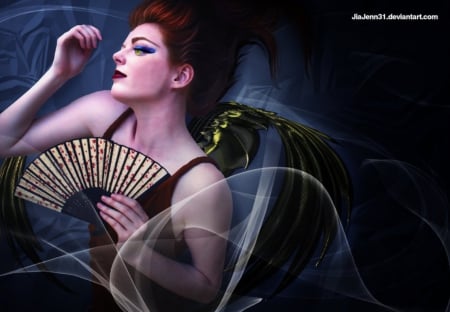 Fan - abstract, fan, fantasy, lady