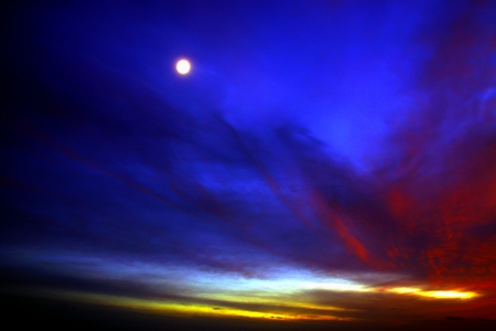 MOONLIGHTED SKY - clouds, nature, sky, fullmoon