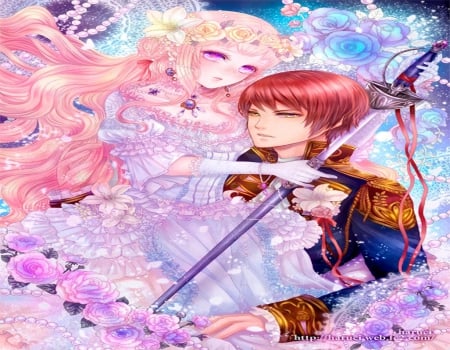 Lovely Couple - love, princess, couple, long hair, orginal, cg, visual, game, pretty, romance, novel