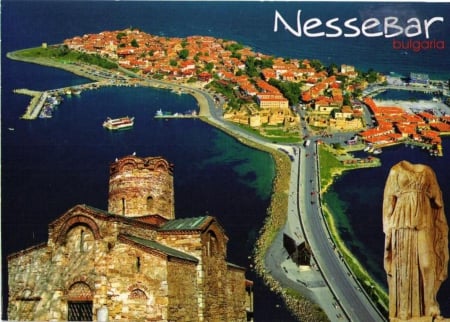 Nessebar, Bulgaria - photo, church, black sea, old, postcard, town, photography, sea, bulgaria