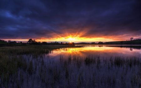 *** Sunset over the lake *** - sky, lake, nature, sunset