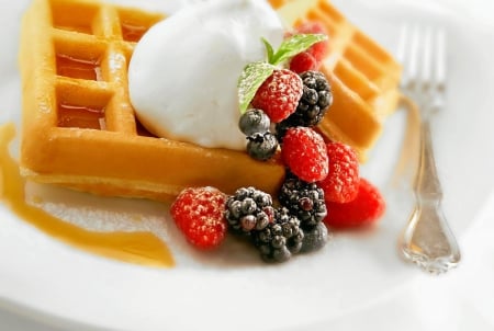 *** Dessert *** - dessert, fruits, food, waffels