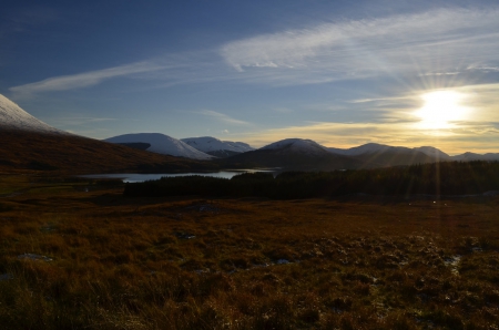 loch tulla sunset - lake, dusk, tulla, water, loch, sunset, hd