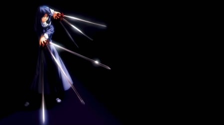 Tsukihime - Ciel - sword, wallpaper, black, video game, carnival phantasm, game, widescreen, amazing, shingetsutan, shingetsutan tsukihime, melty blood, ciel, video games, blue hair, type-moon, type moon, dark, anime, hd, visual novels, kagetsu tohya, games, visual novel