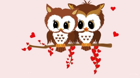 Special Valentine Owls - love, hearts, sweethearts, romantic, owls, valentines day, cute, birds