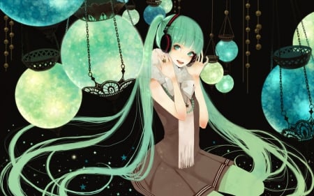 hatsune miku - hatsune, vocaloid, miku, green