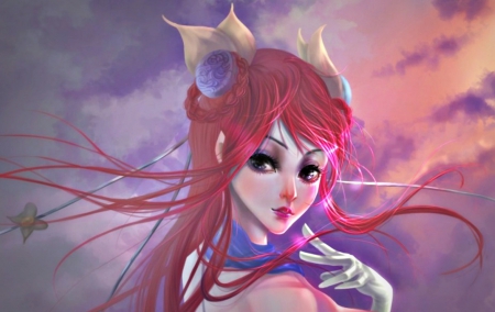 Fantasy girl - white, woman, purple, girl, pink, parkyr, fantasy