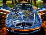 a mirrored steel mercedes convertible hdr