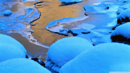 Winter scenery - wallpaper, winter, water, melting, hd, lake, reflection, ice, nature, snow