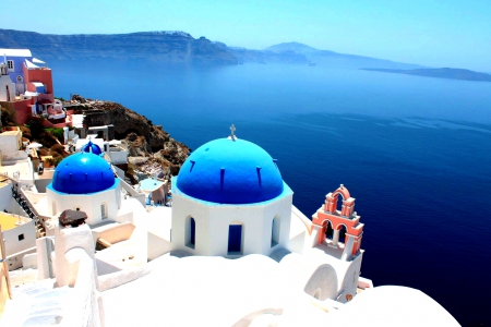 SANTORINI, GREECE - mountaintop, scenic, SANTORINI, GREECE