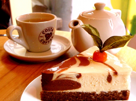 GOOD MORNING! - cake, coffee, treat, kettle, cup