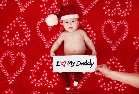 I love my Daddy - boy, kid, gir, red, children, photo, hearts