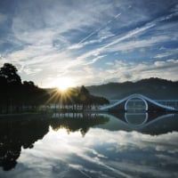 sunrise on a fantastic bridge in taipei china