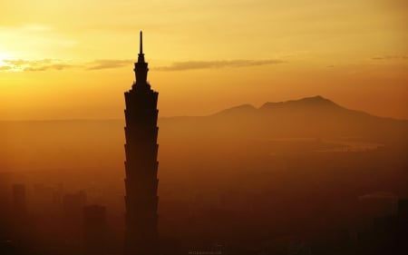 Taipei Sunset - taipei skyscrapers, taipei, Taipei Sunset, taipei skyline