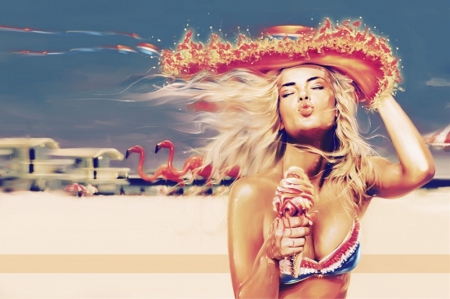 Beach Girl - digital, beauty, beautiful, beach, blonde, photoshop, girl, art, fantasy, bikini, photography, woman