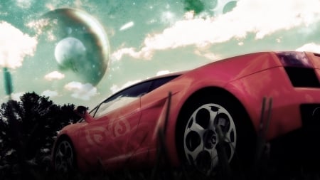 Imagine II - vehicles, fantasy, moons, planets, cars, vector