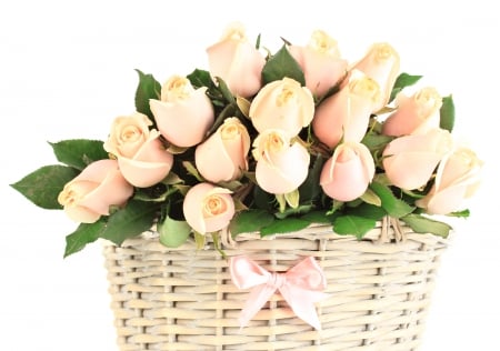 With Love - flowers, roses, basket, for you, nature, rose, with love, bouquet