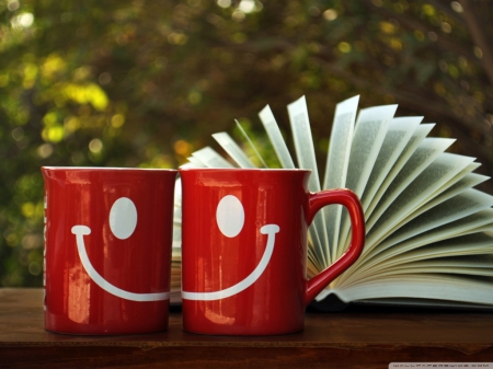 Smile...love - love, smile, book, cup