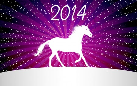 Happy New Year! - white, horse, pink, 2014, new year